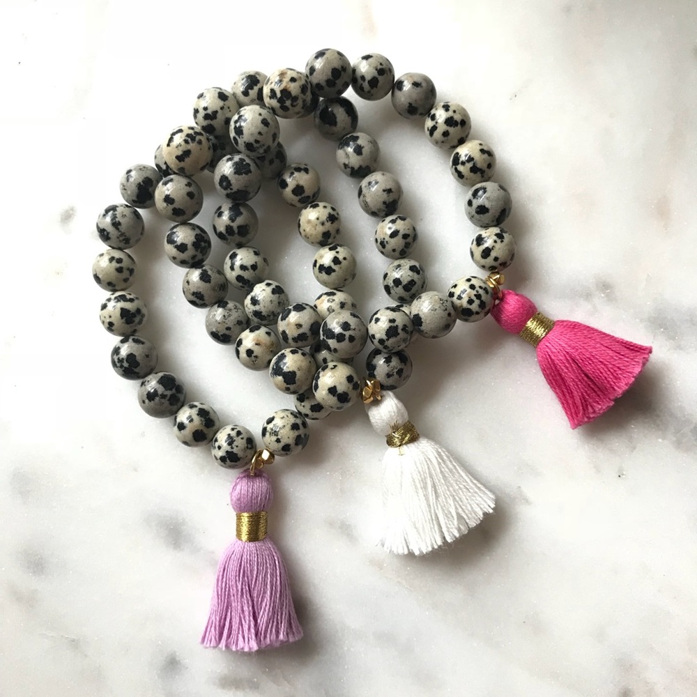 Elastic Beaded Bracelets Print Tassels Handmade